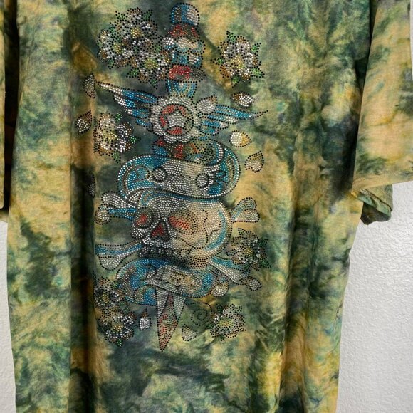 Daniel Benjamin Top Women's Multicolor Sz XL Bling Skull Watercolor Do or Die - Picture 4 of 8